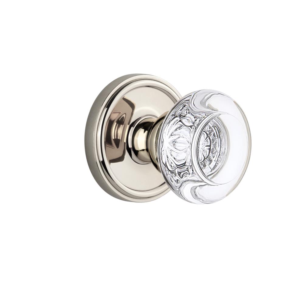Grandeur by Nostalgic Warehouse GEOBOR Complete Passage Set Without Keyhole - Georgetown Rosette with Bordeaux Knob in Polished Nickel